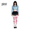 Comfortable Zombie Cosplay Costume Halloween Blood Print for Women, Scary Apron, Hooded Elastic Polyester Horror Themed Apparel Cloak, Stockings