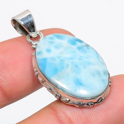 Подвеска из стерлингового серебра 925 пробы с драгоценным камнем Natural Republic Larimar, 1,50 дюйма u2P03