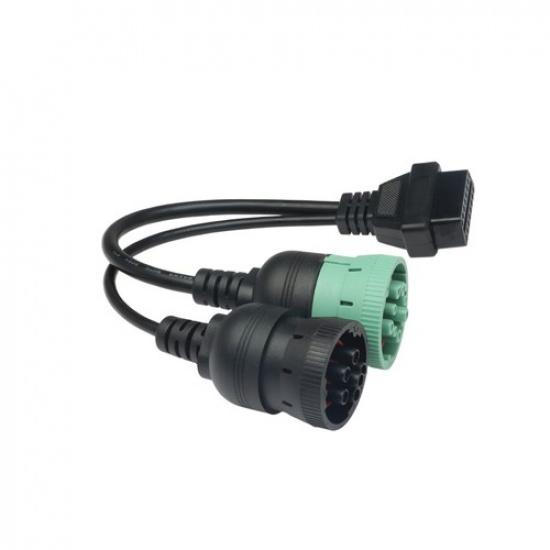 OBD2 6 Pin J1708 or 9 Pin J1939 to 16 Pin Adapter Cable for Heavy Duty Truck