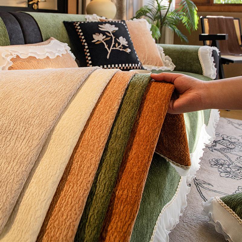 French Premium Sofa Cushion, Universal Non-Slip Sofa Cover For All Seasons, Cover Cloth, Straight Row Special-Shaped Skirt Sofa Seat Cushion