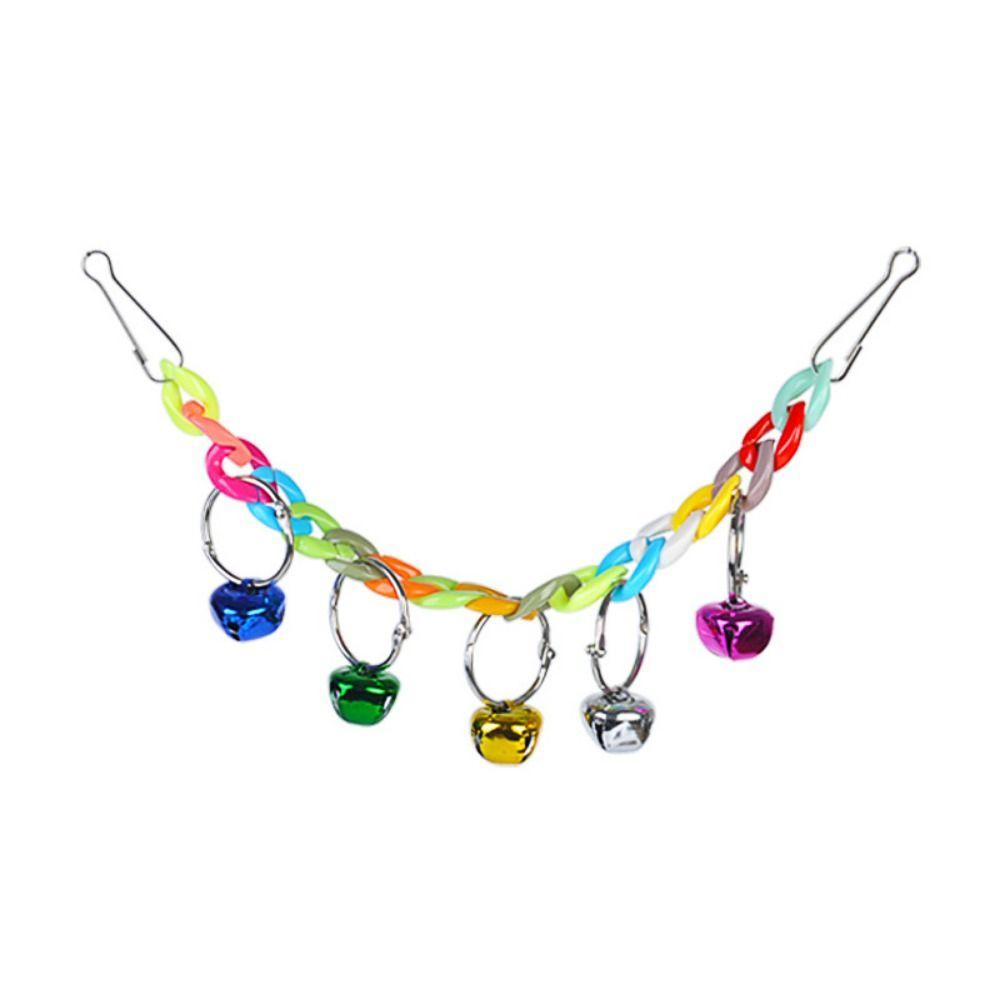 Подвесная игрушка-погрызушка для попугая, красочная игрушка-погрызушка для волнистого попугайчика, аксессуары для птиц, кольцо с колокольчиком, снимает скуку