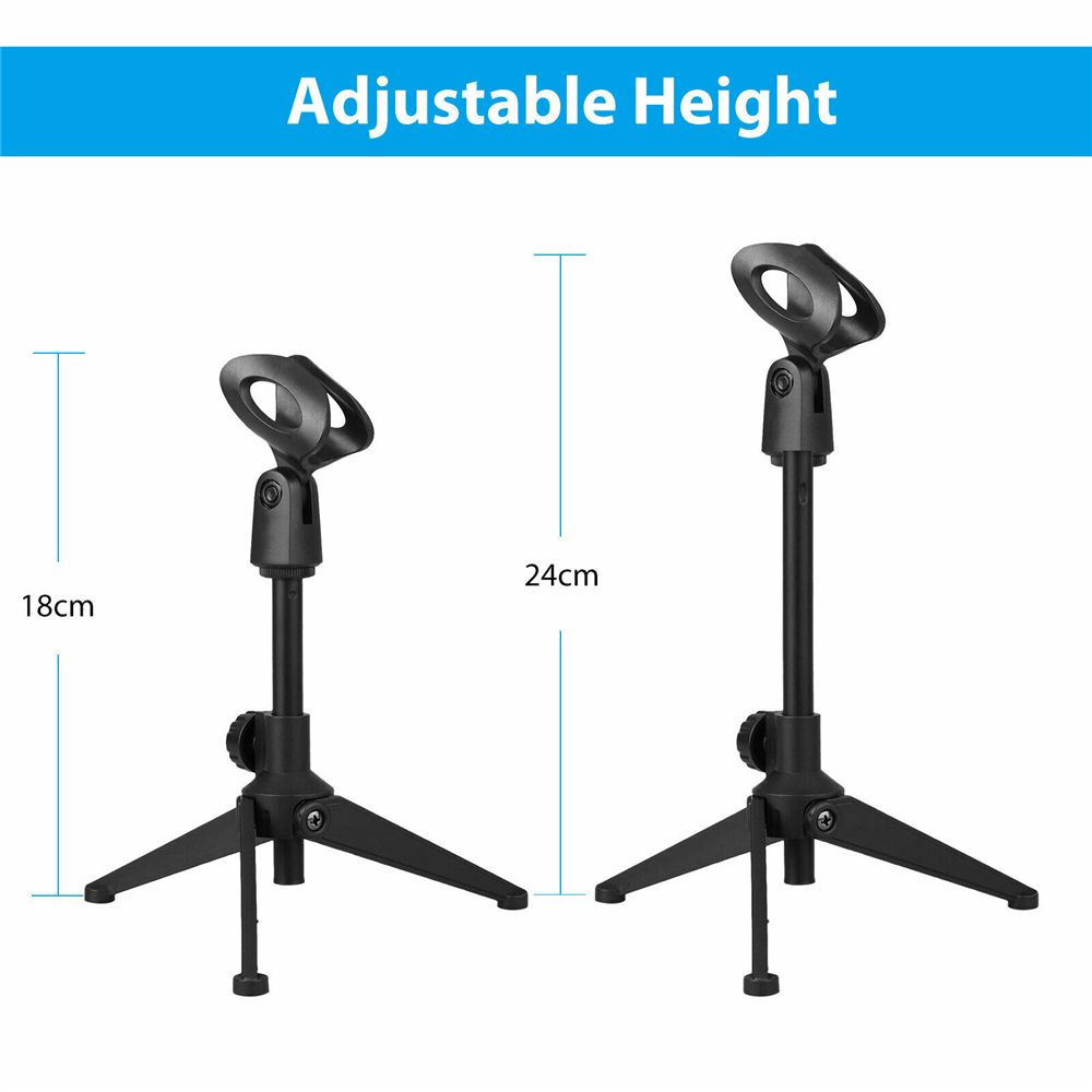 Desktop Durable Live Broadcast Microphone Stand Mic Clip Standing Rack Holder Tripod