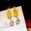 Редкие дизайнерские роскошные ретро золотые серьги серьги с каплями воды циркон женская мода
