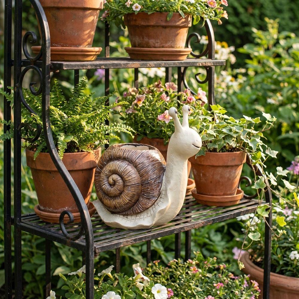 Resin Snail Flowerpot Cute Creature Planter Multi-functional Snail Planter Patio