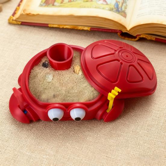 Mini Crab Sandbox with Lid Summer Indoor Outdoor Cartoon Crab Sand Storage Box Ornament Stress Relief Sand Container Beach Toy