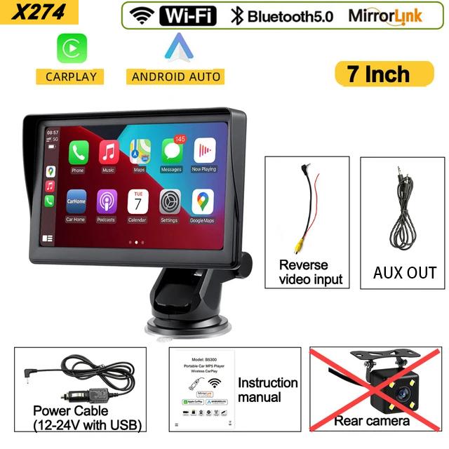 7-дюймовый универсальный автомобильный радиоприемник беспроводной Apple Carplay Android Auto мультимедийный видеоплеер сенсорный экран FM Bluetooth WIFI