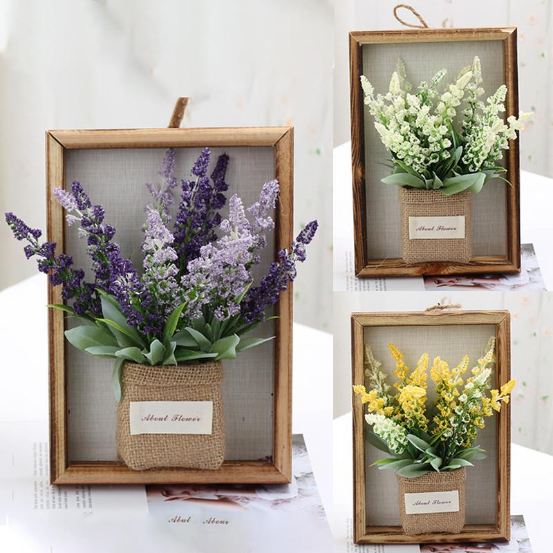 Wood Photo Frame Imitation Flowers Decoration 3D Handmade Artificial Flower Wall Hanging