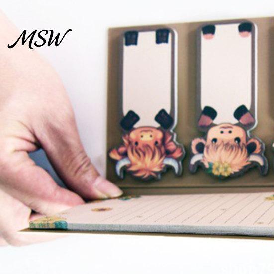 Creative Gift for Friends Highland Yak Shaped Sticky Notepads Set, Cute Cartoon Paper Memo Pads, Small Note Book Set Assorted Shapes And Sizes