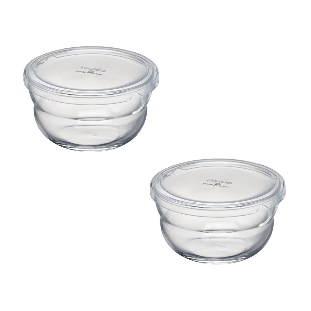 HARIO Bowlup Glass Storage Bowl 350ml x Clear Heat-Resistant 2-Piece Set, BLP-2018-T