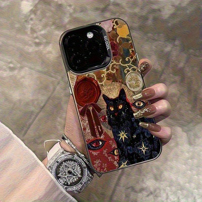 Черный кот узор противоударный чехол для телефона подходит для iPhone 17 16 15 14 13 12 11 Pro/Max/Plus противоударная задняя крышка