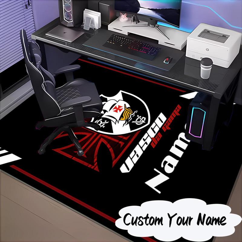 Custom Name Vasco Football Crest Emblem Rug for Living Room, Game Rooms, Office, Bedroom, Floor Mat Playful Design, fan gifts Christmas decor