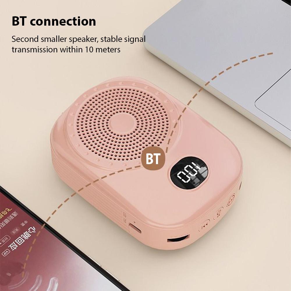 Voice Amplifier Portable Megaphone PA System with Wired Head Mounted Microphone BT Wireless