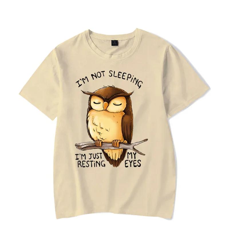 Men T-shirt I'm Not Sleeping I'm Just My Resting Eyes Kawaii T Shirt Unisex Cotton Tshirt Funny Owl Graphic Tshirts Oversized T