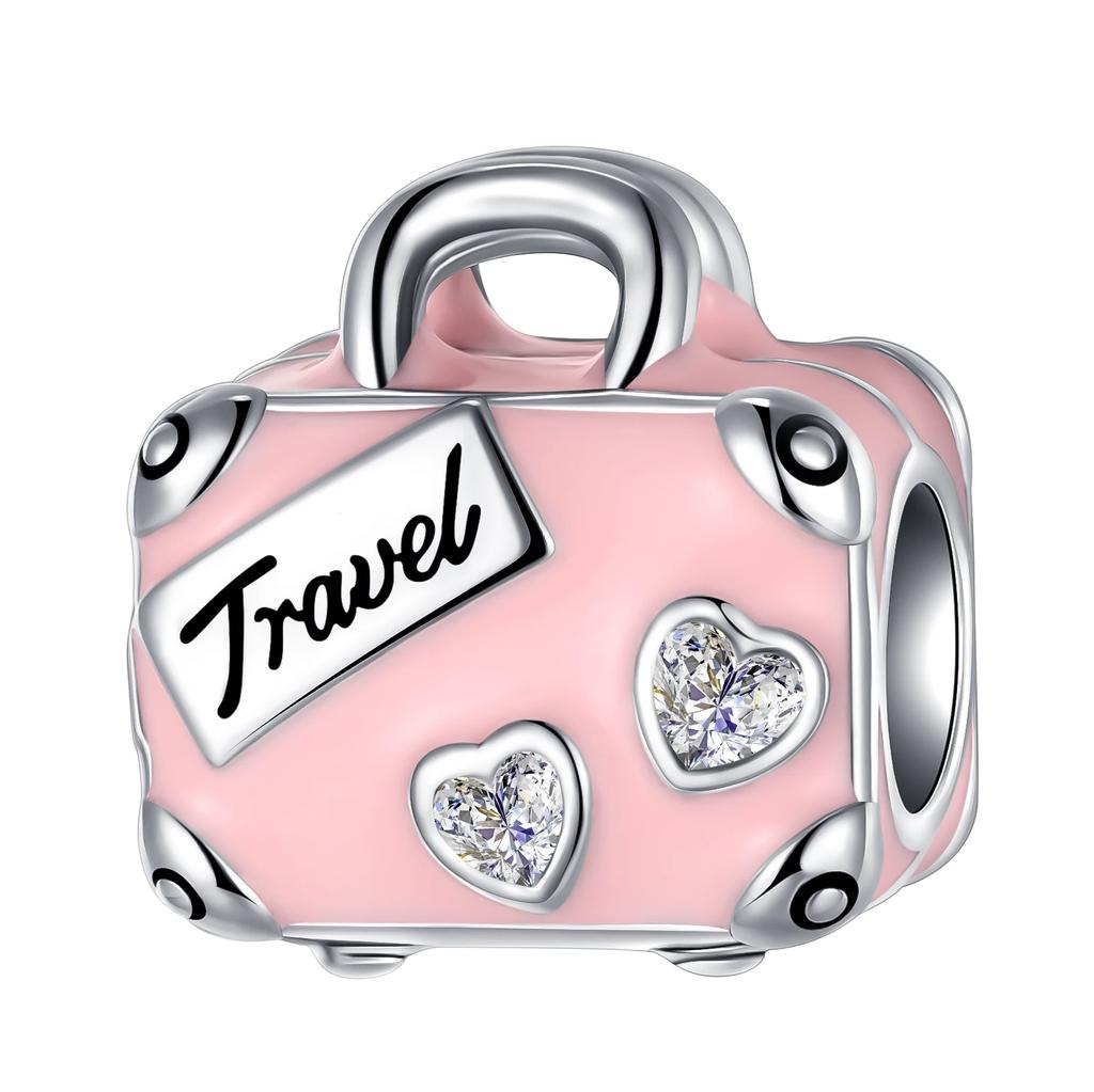 Copper Travel Theme Suitcase Camera Bag Pendant Beads Charms Fit Original Bracelets Women Diy Jewelry Gift