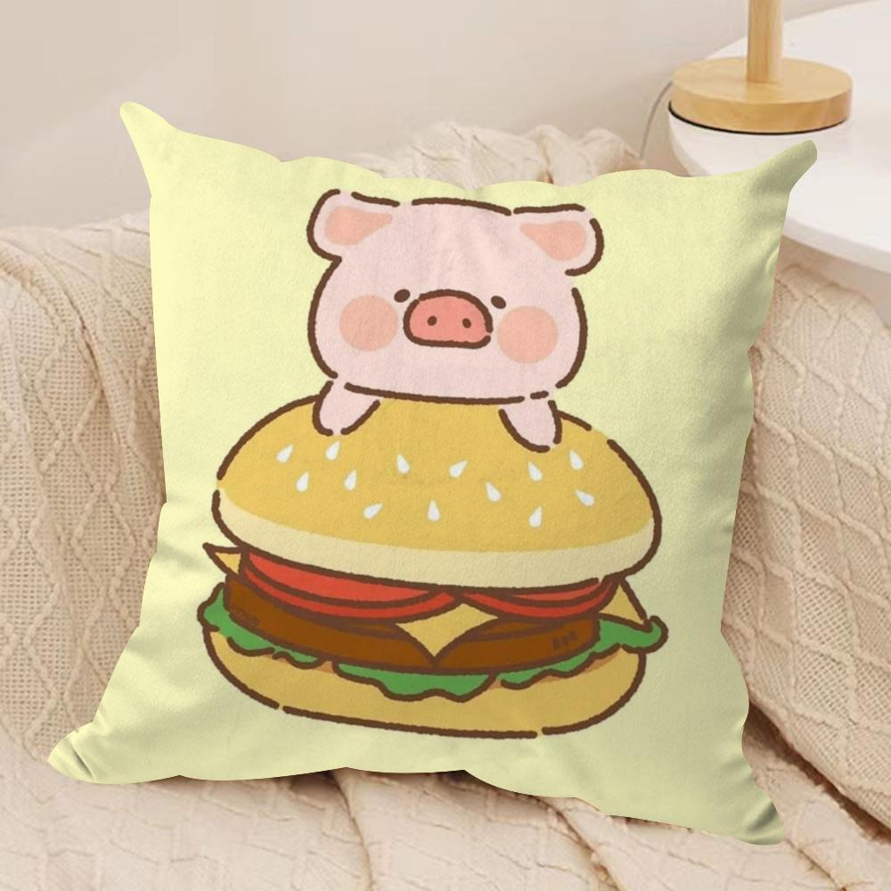 Мультяшная Розовая Наволочка L-Lulu Pig из Шелковистого Короткого Плюша, Двусторонняя Печать, для Подушки на Диван, Декор для Дома на Все Сезоны, Подарок