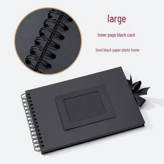 Скрапбук «Пара катушек» своими руками: Ручной Черный Фотоальбом из Крафт-бумаги с Пустыми Страницами