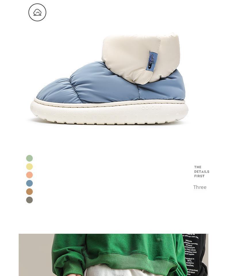 Женские зимние нескользящие хлопковые тапочки 2024 года на каблуках - очень теплые зимние ботинки с бархатной подкладкой для мужчин