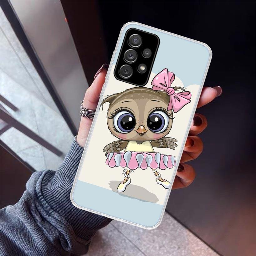 Baby Cute Owl Lover Cartoon Candy Winter Phone Case For Samsung Galaxy A17 A16 A26 A36 A56 A15 A25 A35 A55 A14 A13 A54 A53 A34 A