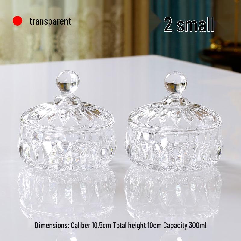French Luxury Crystal Glass Candy Bowl: Exquisite Transparent Sugar or Jewelry Storage Jar