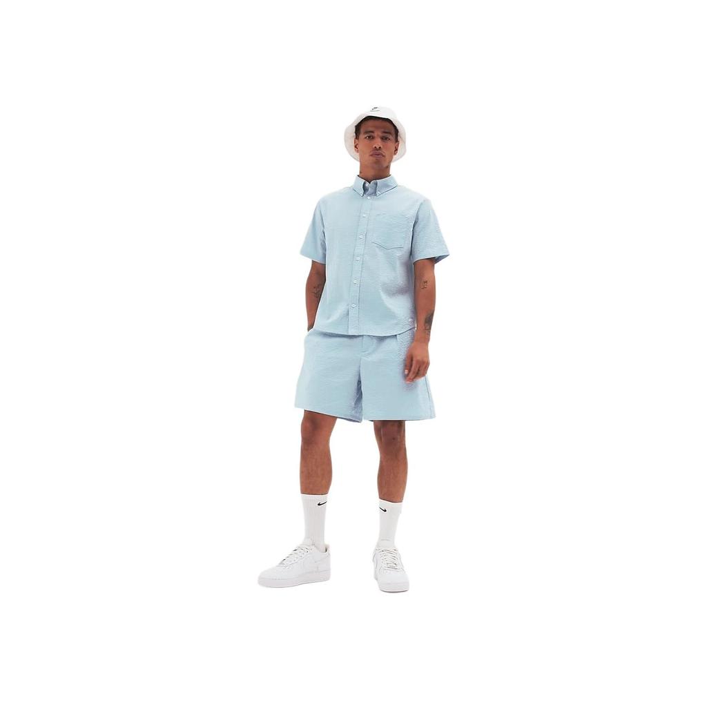 Nike Life Single Button Comfortable Universal Casual Soft Short Sleeve Shirt Men Shirts Light-Military-Blue FN3223-440