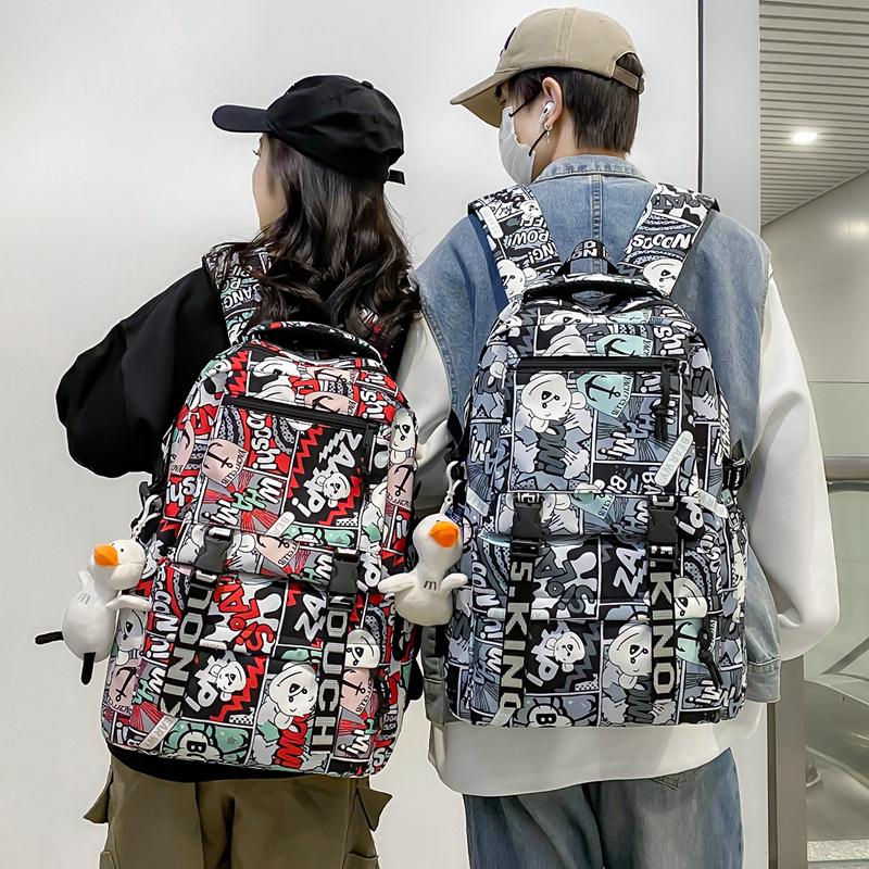 Middle School Student Schoolbag Women Cartoon Print Backpack Men Large Capacity Backpack
