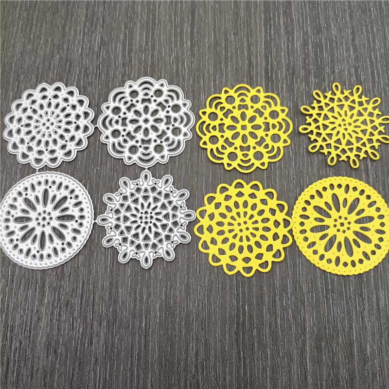 4pcs Lace Circle Metal Cutting Dies for Scrapbooking Photo Album DIY Craft Dies for Christmas Paper Card Cutting Dies