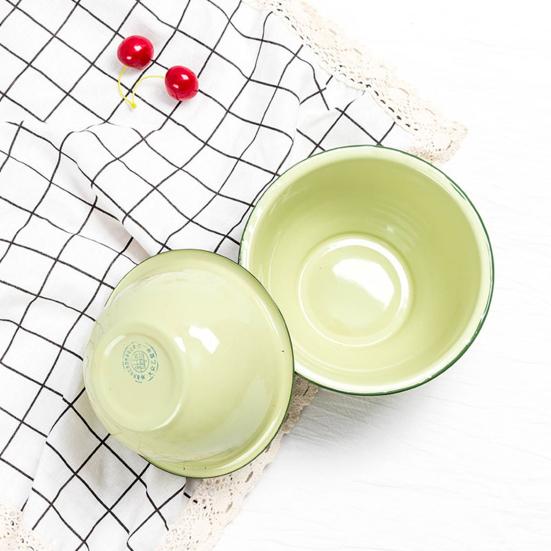 Эмалированная миска, утолщенная ностальгическая зеленая салатница, макароны, суп, тазик, ужин