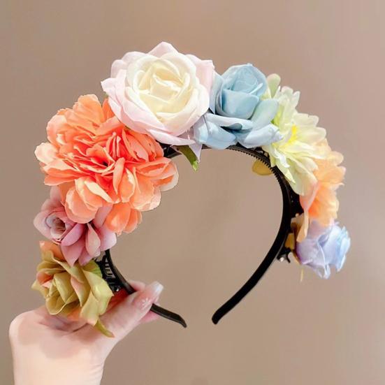 Нескользящая цветочная повязка для девочек, удобные гибкие аксессуары для волос с искусственными цветами, традиционная заколка в национальном стиле для вечеринки в стиле Ханьфу