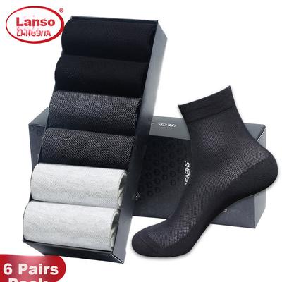 Men's Socks, 6 Pairs, Pure Cotton, Spring And Summer, Black, Business Style, All-Season, Mid-Calf, Casual Cotton Socks for Me