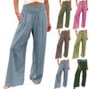 High Waisted Pants For Women Stretchy Wide Leg Palazzo Pants Casual Comfy Beach Pants Trousers