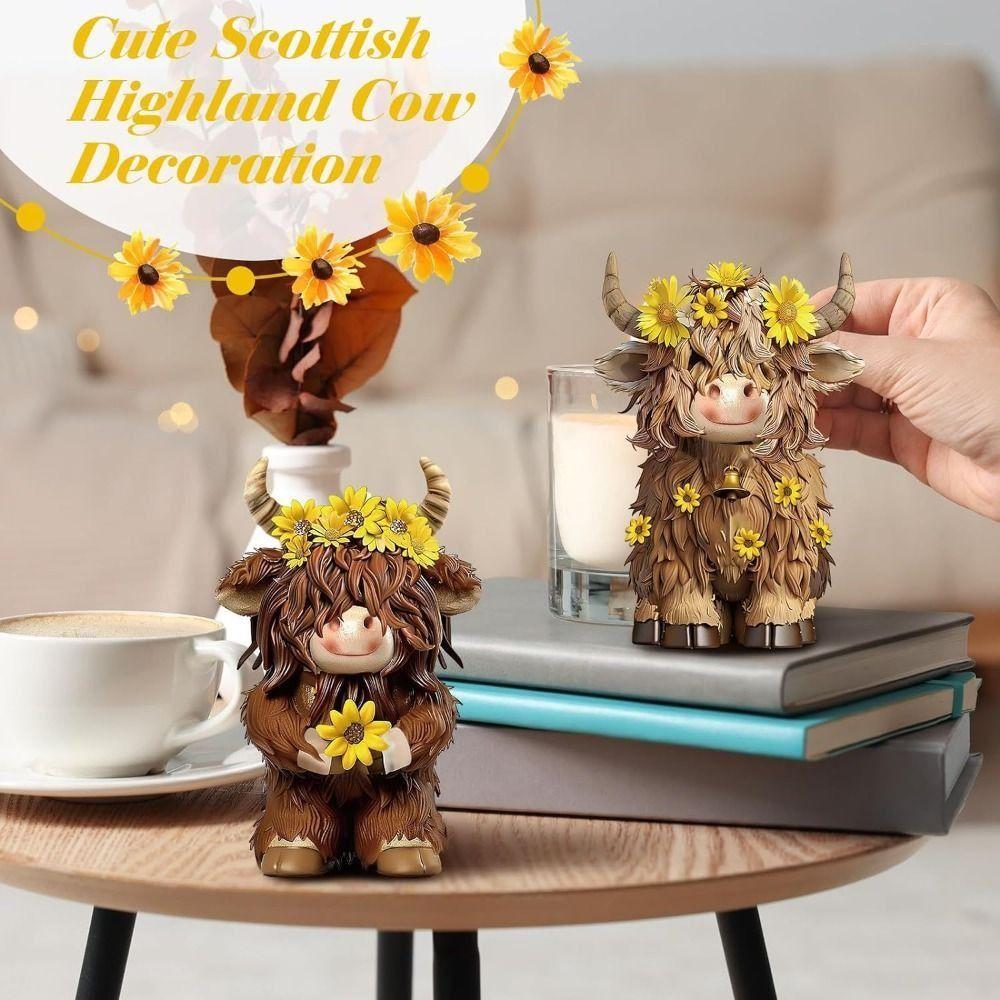 Декор из смолы Гномы-коровы Подсолнух Кукла-корова Деревенский дом Сад Коровьи украшения Домашний декор
