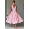 Sexy Elegant V Neck Halter High Waist A Line Long Evening Party Dress