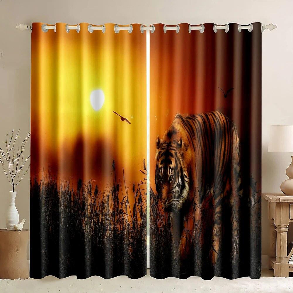 Леопардовые плотные шторы с дикими животными, занавеска для гостиной, спальни, высокая затененность, оконная драпировка, двустворчатая открытая штора