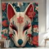 1 шт. Маска лисы в средневековом мистическом стиле с узором лисы и дизайном цветущей сакуры Декор для ванной комнаты Полиэстеровая ткань Занавеска для душа