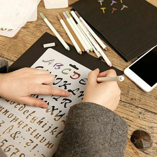English Alphabet Number Template DIY Scrapbook Drawing Stencil Measuring Ruler