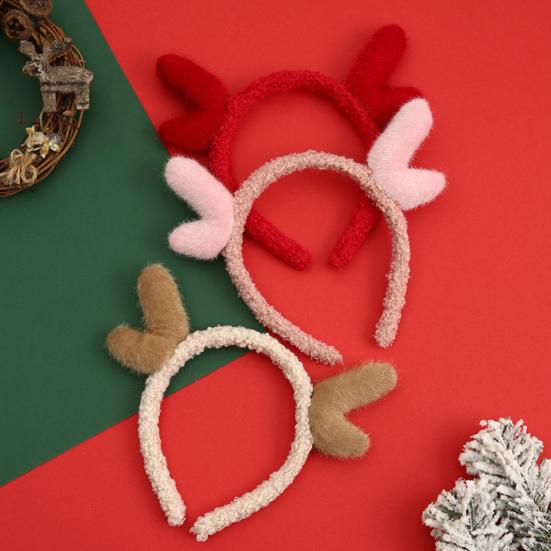 Christmas Headband Plush Reindeer Antlers Headband Holiday Costume Accessories for Christmas Party Favors Photo Booth Props