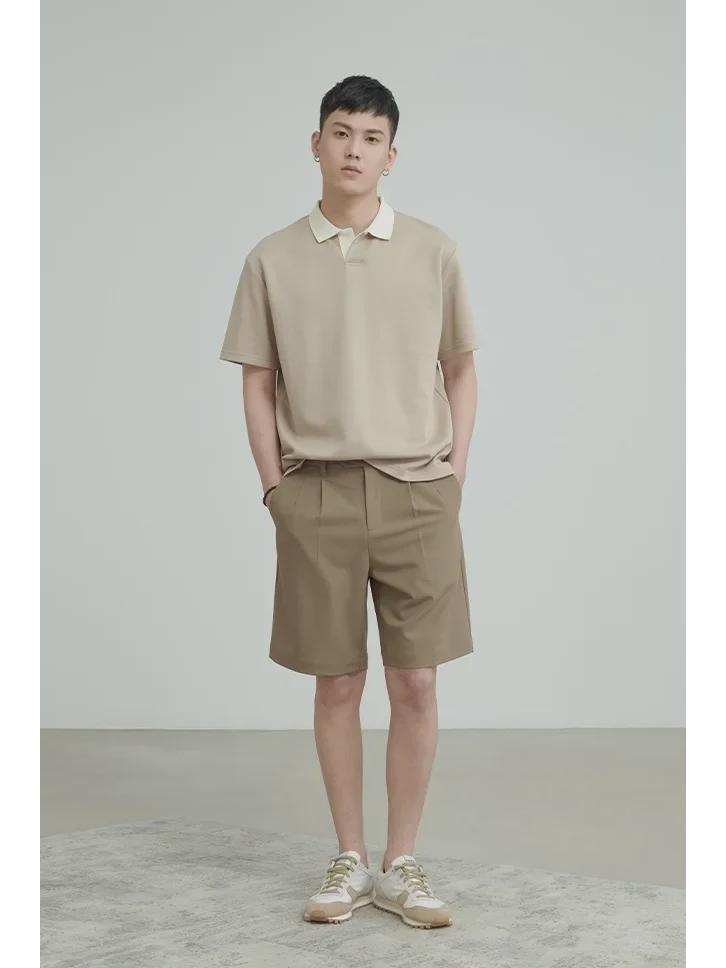 Мужская летняя повседневная однотонная рубашка поло