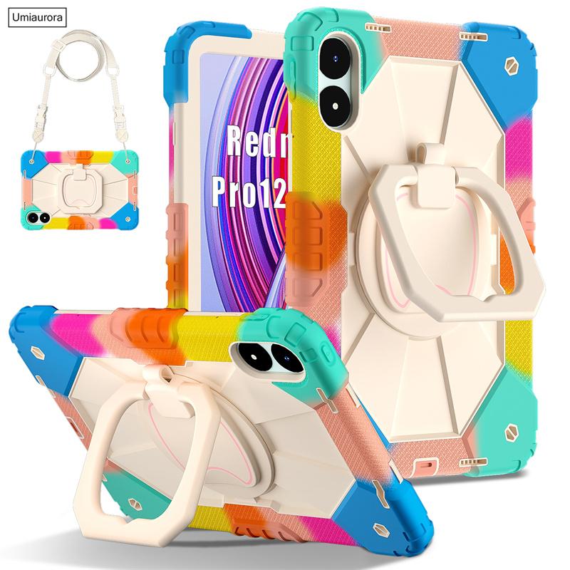 For Xiaomi Redmi Pad2 11" SE 8.7 Pro 12.1" POCO Pad 12.1 Inch Shockproof PC Rugged Tablet Case Pull Ring Stand Strap Cover Funda