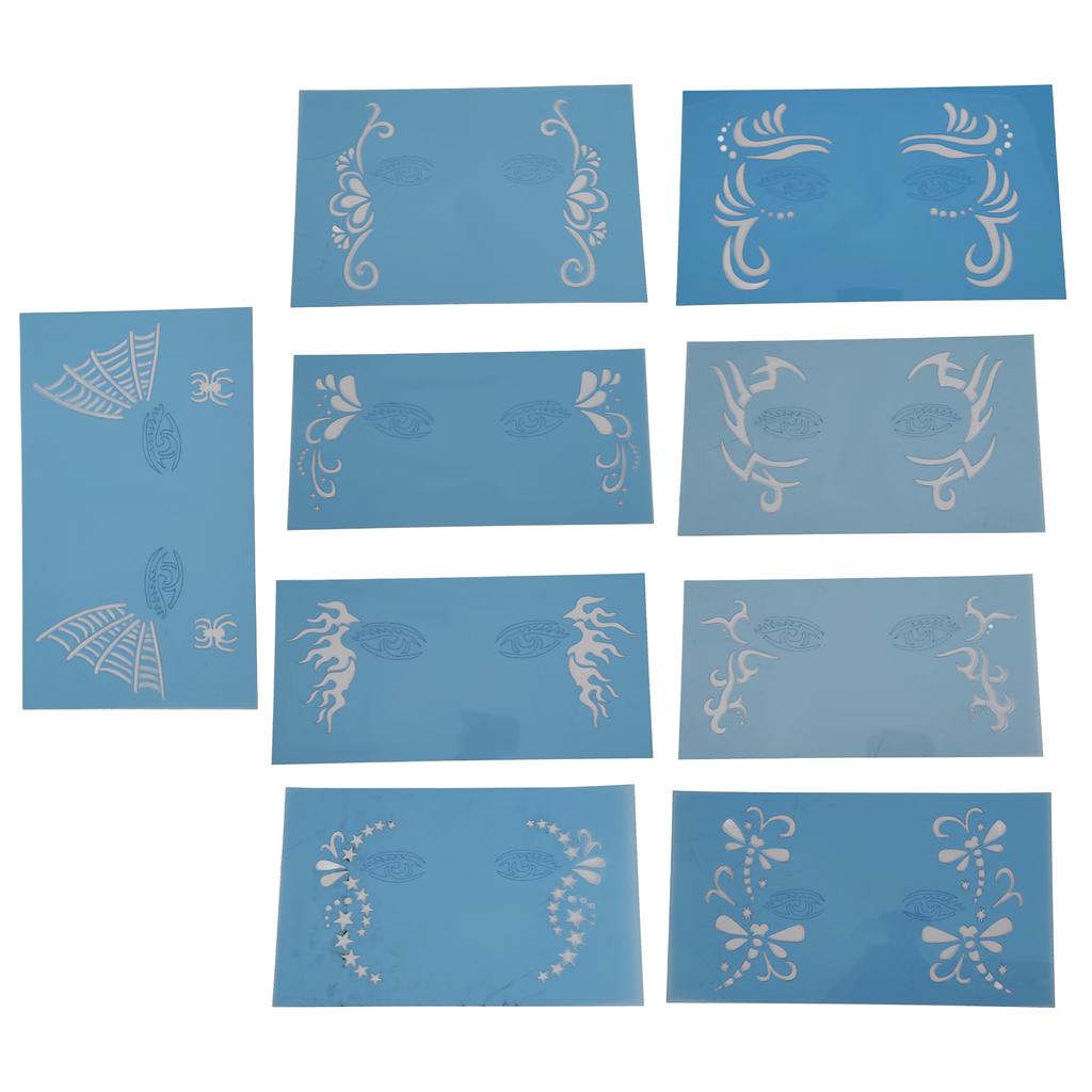9 Sheet Face Paint Stencils Set PET Festival Makeup Face Paint Template for Birthday Parties