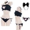 Кошка Косплей Сексуальная Милая Униформа Комплект из 3 предметов с Черным Котом Белый Кот Костюм Кошка Рождество Хэллоуин Животное Животное Нижнее Белье Популярный Маскировка Кошка Костюм