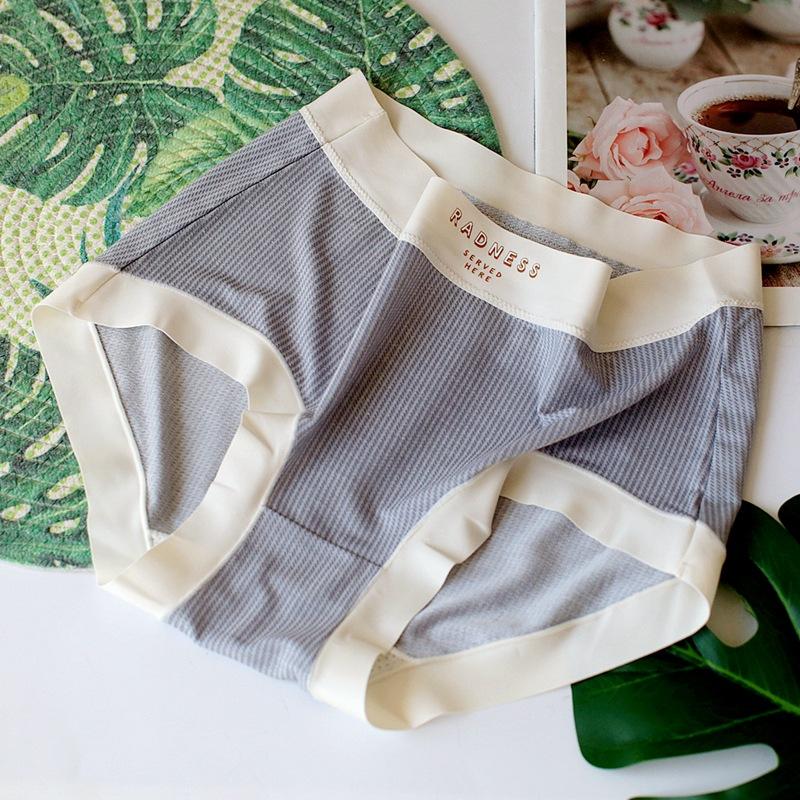 Soft Underwear High Elasticity Plus Size Panty Women's Mid-waist Comfortable Panties Package Hip Breathable Striped Bottoms