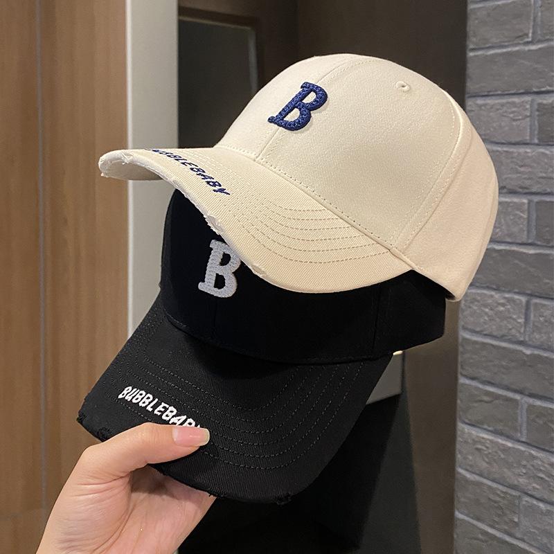 Alphabet Baseball Cap Women'S Hat Hard Top Wide Brim Big Head Circumference Cap Men'S Sun Protection Visor Thin