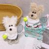 Plaid Skirt Dog Plush Charm with Baseball Bat Keychain Pendant