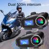 Мотоциклетная гарнитура для шлема BT5.3 500M intercomunicador Moto FM-радио Music Share LCD Display Headset для 2 гонщиков