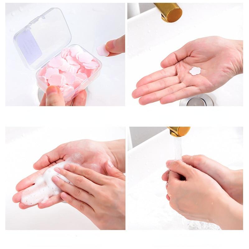 Petal Soap Paper Travel Portable Disposable Hand Soap Tablet Children Hand Washing Soap Paper Outdoor Flower-shaped Washing Soap