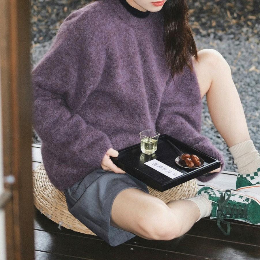 Женский осенне-зимний свитер с круглым вырезом, свободный вязаный свитер