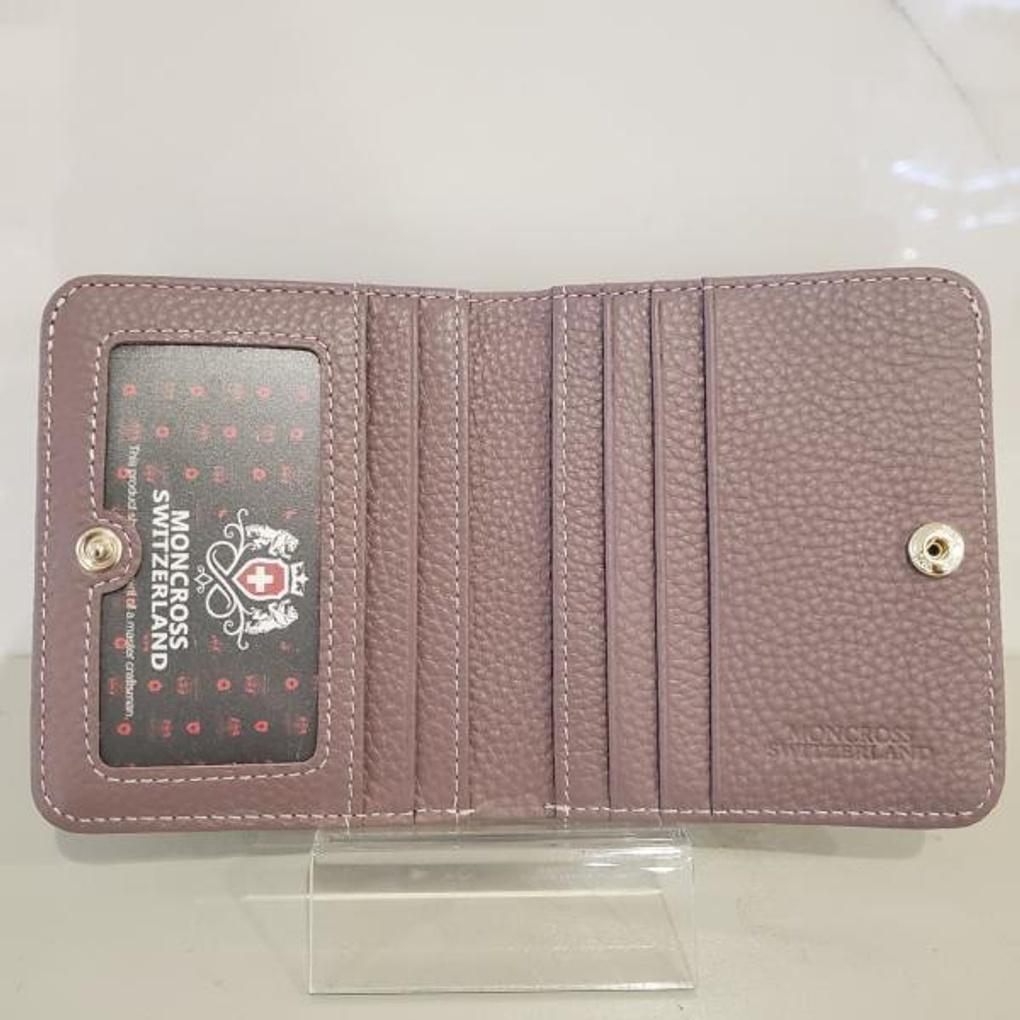Moncross AWPU8033 Women's Square Slim Stitched Leather Bifold Wallet