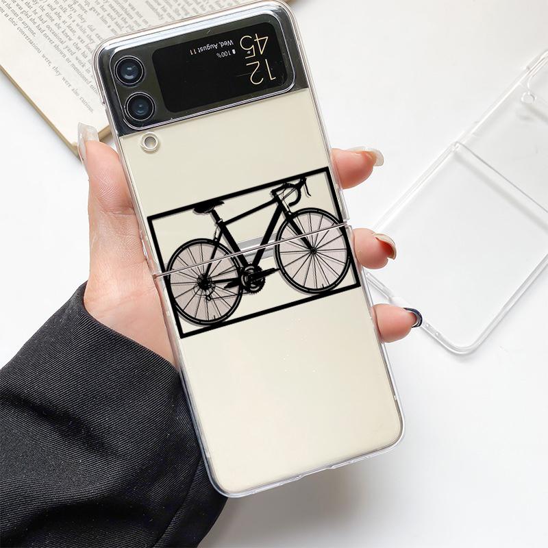 Phone Case For Samsung Galaxy Z Flip 3 4 5 Hard Folding Clear PC Bumper Mountain Bike Cycling art For Samsung Z Flip 6 Cover