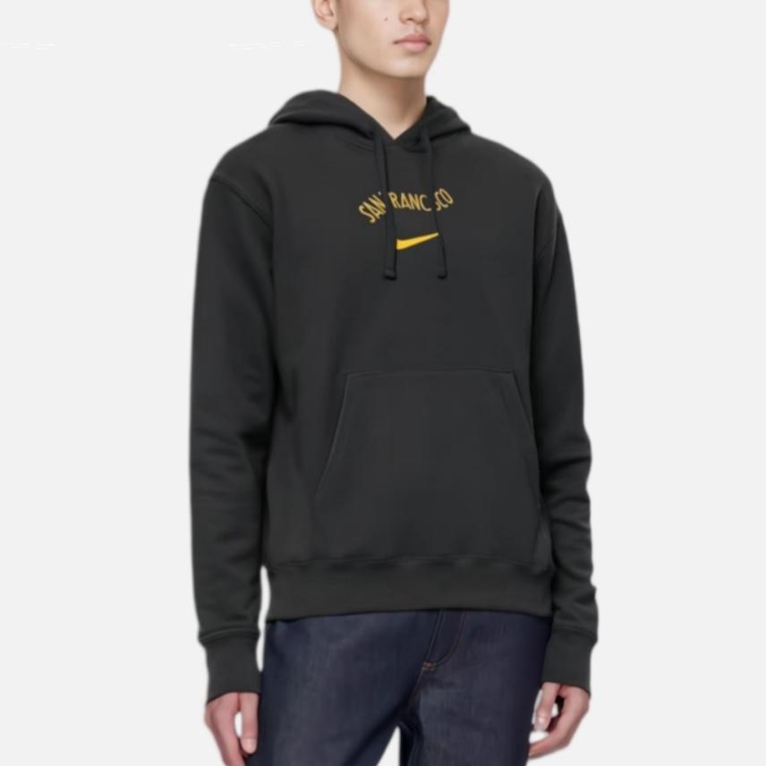 Nike Club Fleece City Edition NBA Golden State Warriors Letter Hoodie Мужские толстовки с капюшоном черного цвета FB4819-010
