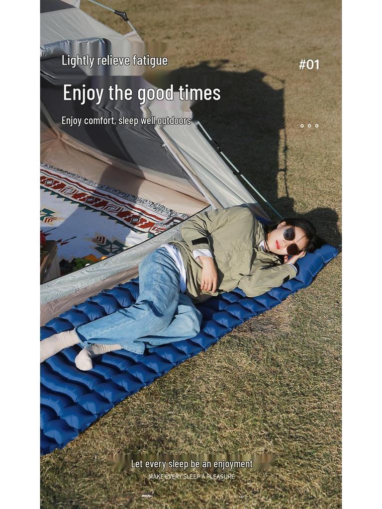 Inflatable Moisture-Proof Camping Sleeping Pad with Splicing Double Mattress Feature